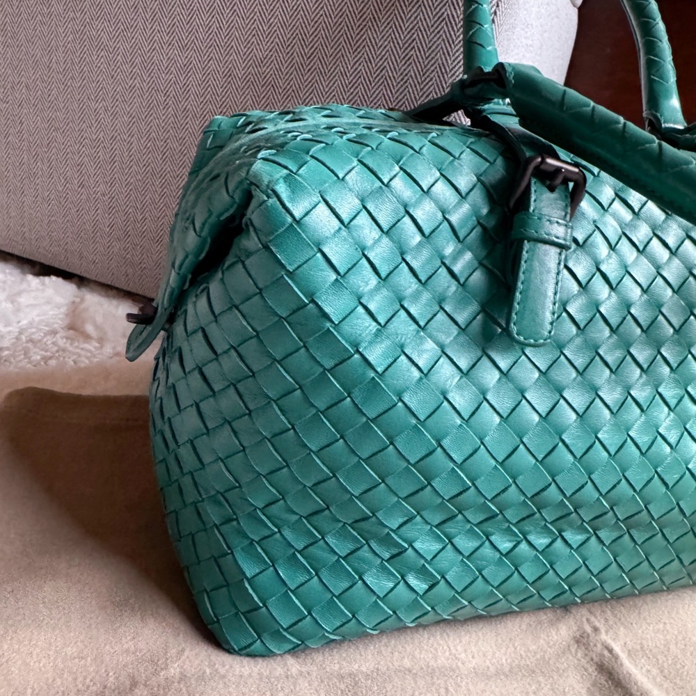 SOLD🎄Bottega Veneta montaigne teal green intrecciato satchel shoulder bag - Picture 7 of 15